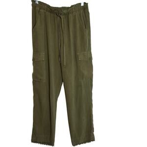 Chelsea & Violet Womens Lyocell Cargo Pants Size Medium Olive Green Raw Hem